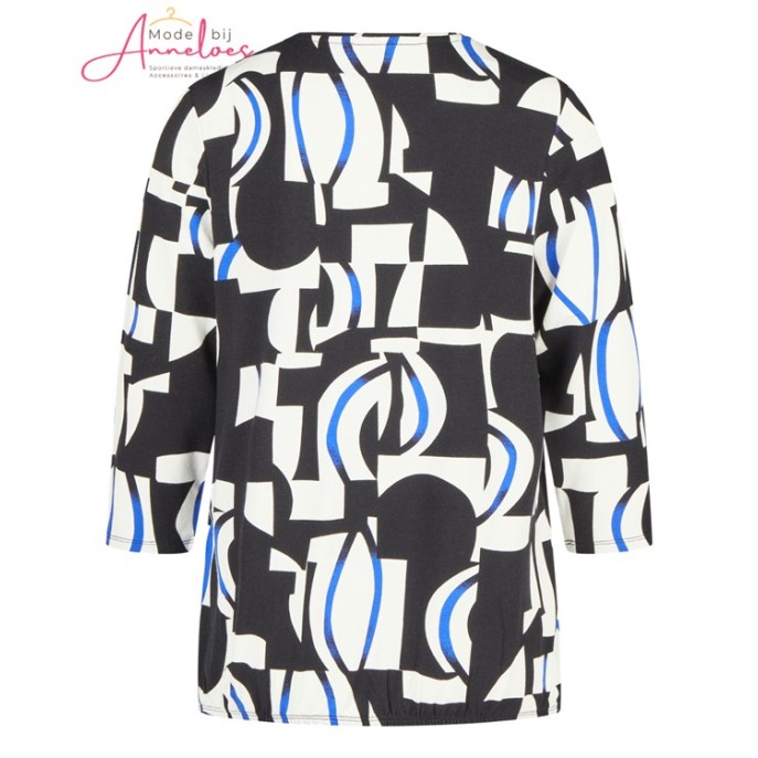 Barbara Lebek blouson shirt 15923062 Zwart wit blauw
